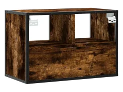 Mueble TV madera ingeniería y metal roble ahumado 60x31x39,5 cm