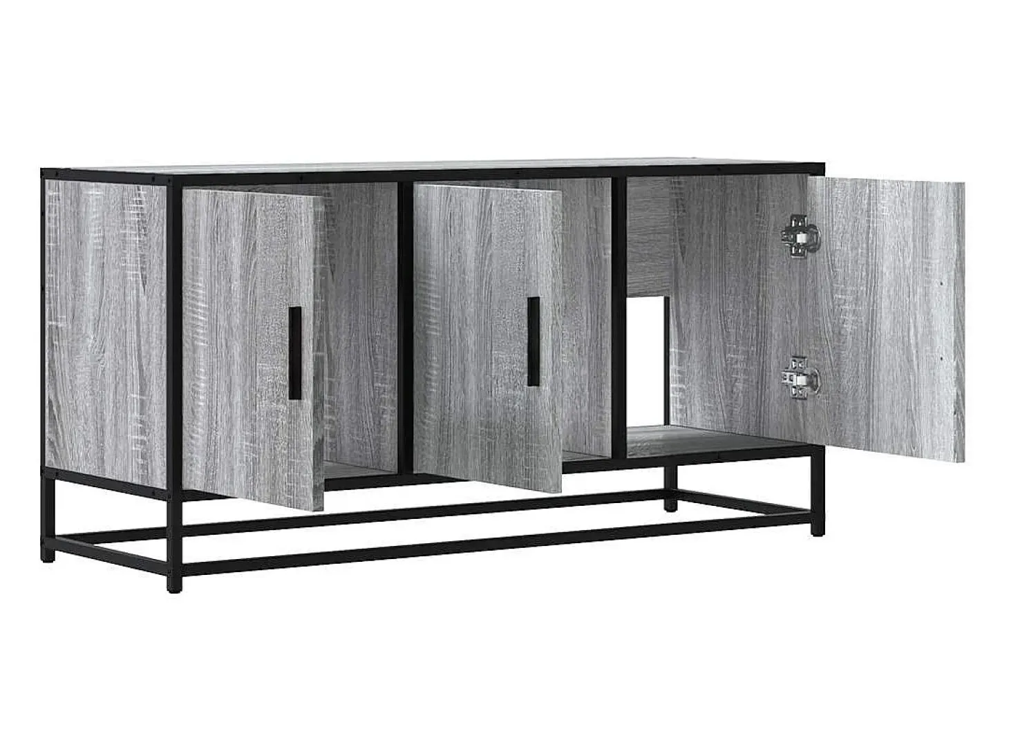 Mueble TV madera ingeniería y metal gris Sonoma 100x35x50 cm