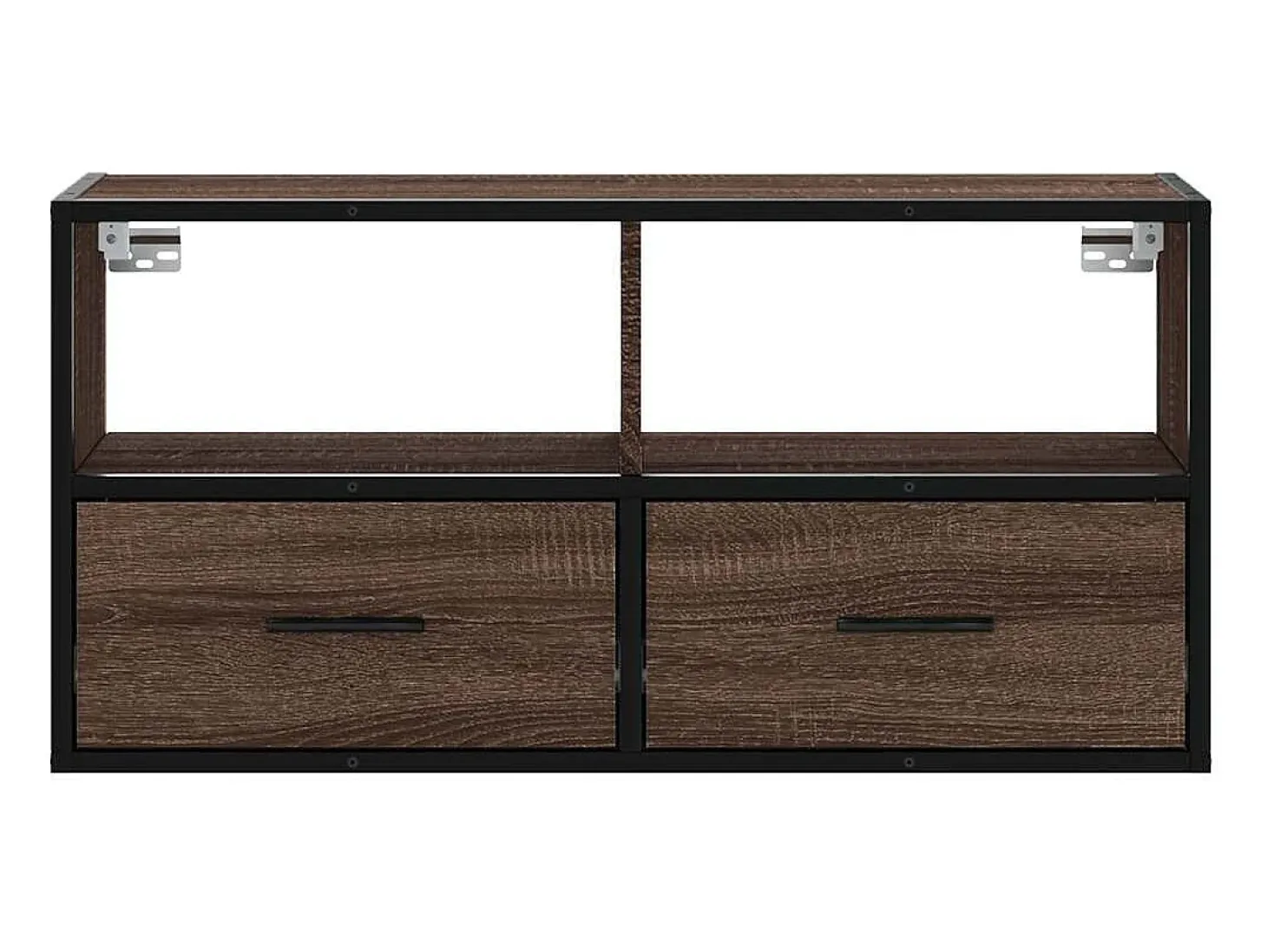 Mueble TV madera ingeniería y metal marrón roble 80x31x39,5 cm