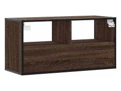 Mueble TV madera ingeniería y metal marrón roble 80x31x39,5 cm