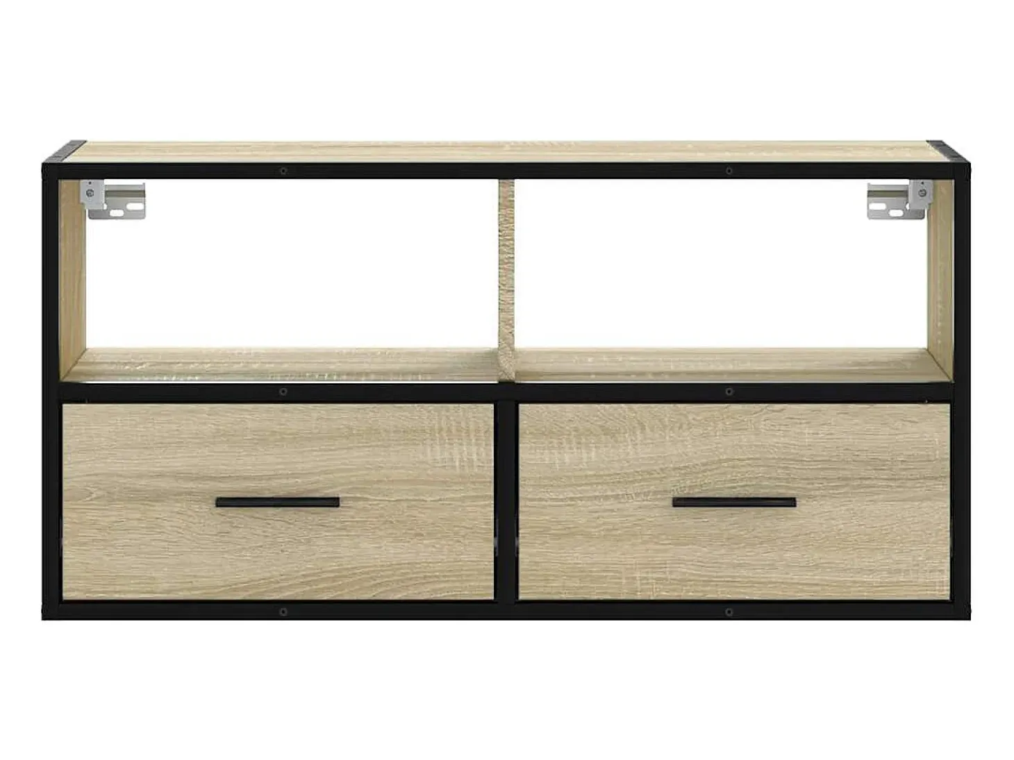 Mueble TV madera ingeniería y metal roble Sonoma 80x31x39,5 cm