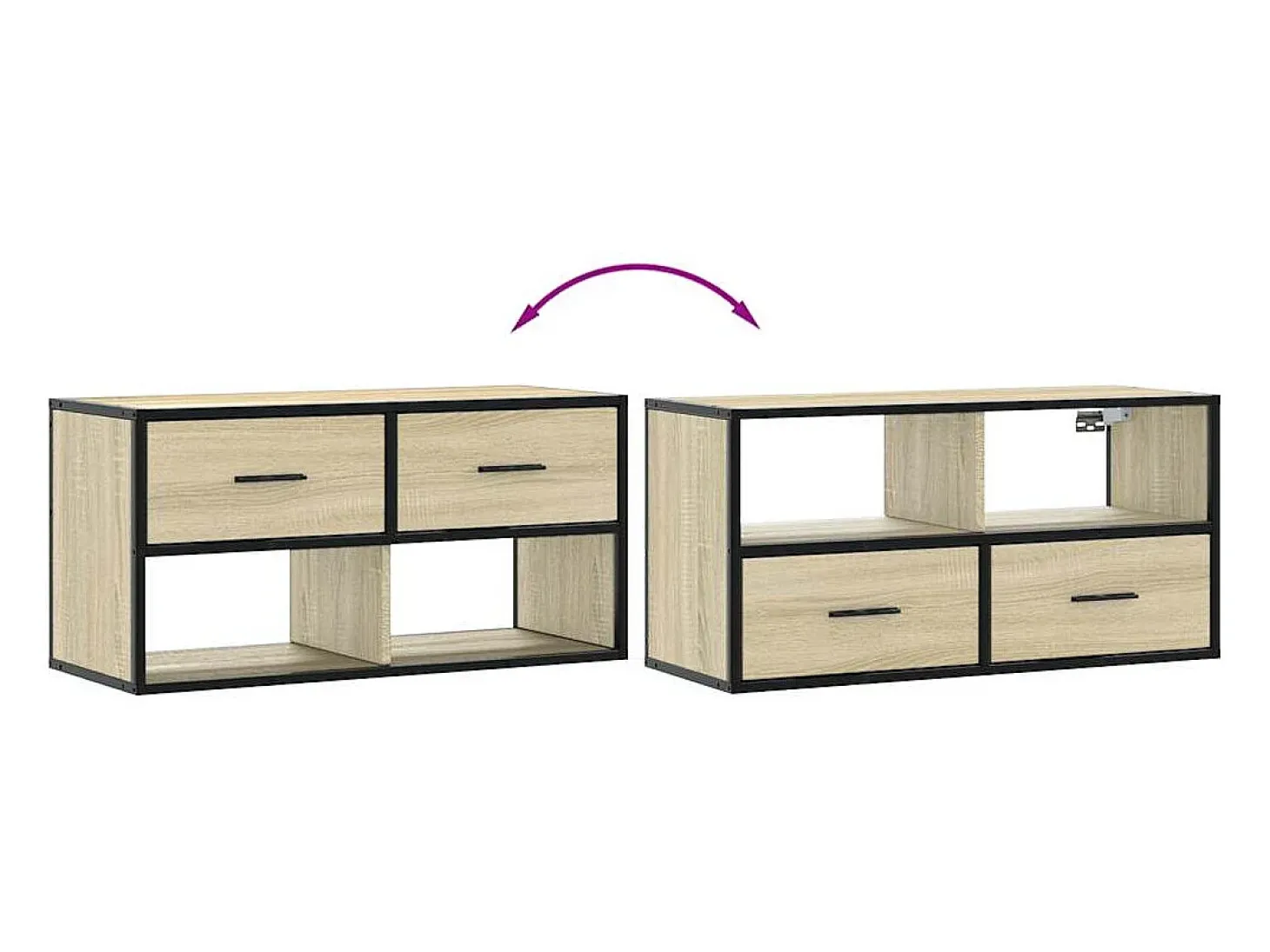 Mueble TV madera ingeniería y metal roble Sonoma 80x31x39,5 cm