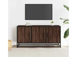 Mueble TV madera ingeniería y metal marrón roble 100x35x50 cm