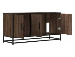 Mueble TV madera ingeniería y metal marrón roble 100x35x50 cm