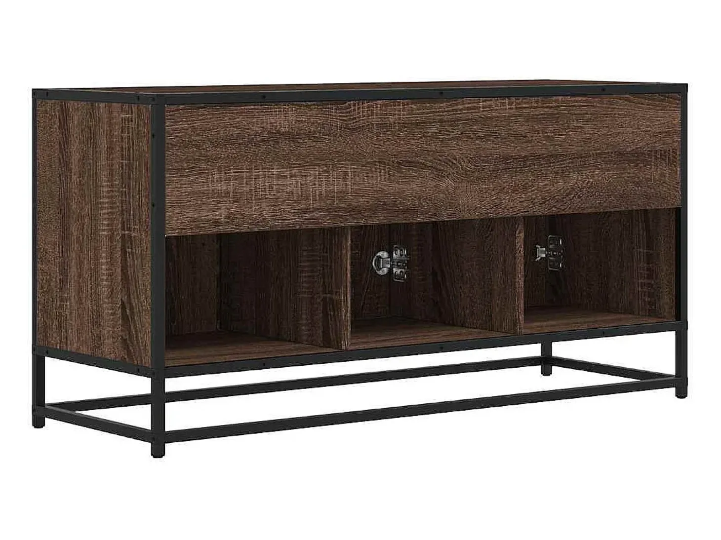 Mueble TV madera ingeniería y metal marrón roble 100x35x50 cm