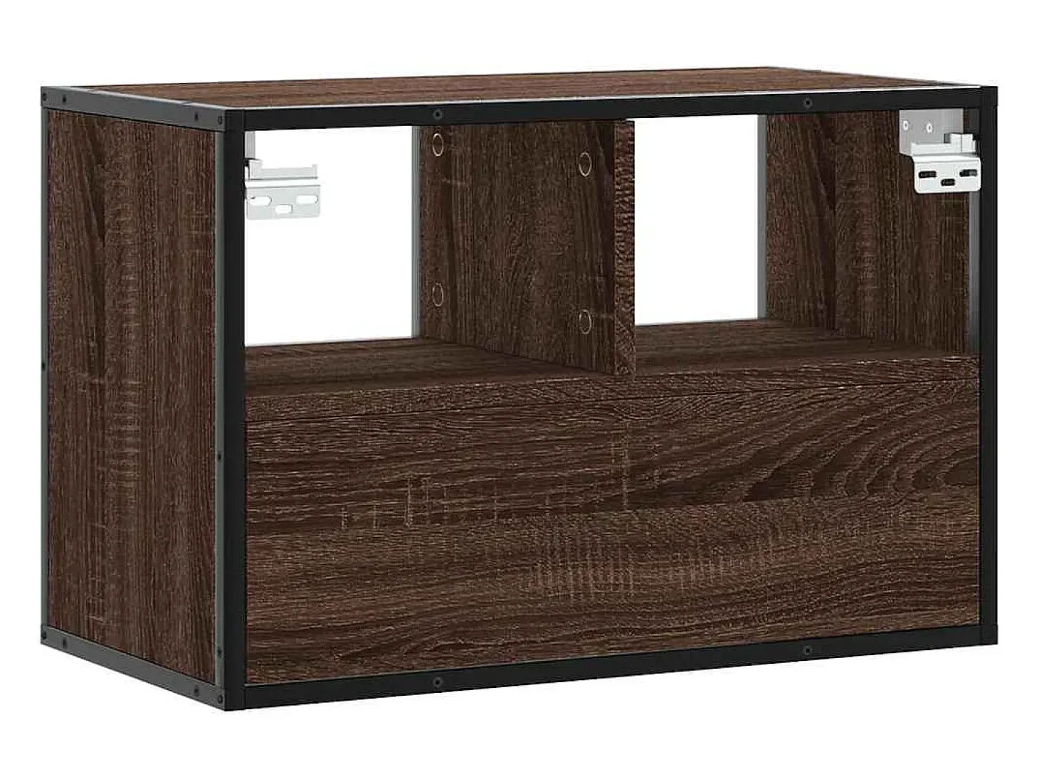 Mueble TV madera ingeniería y metal marrón roble 60x31x39,5 cm