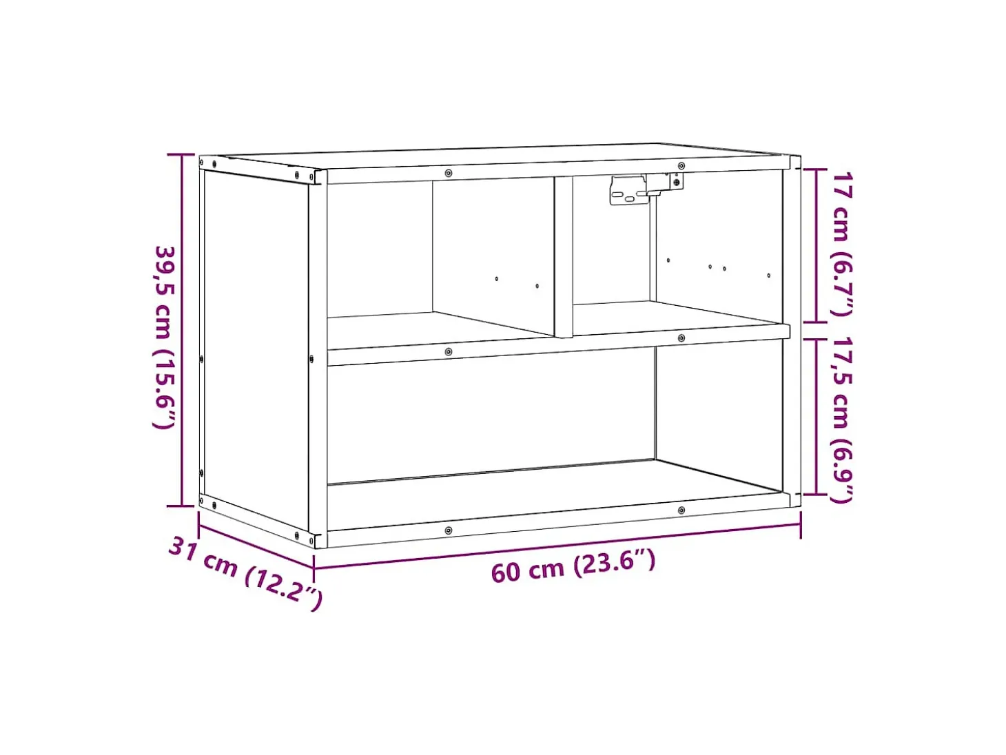 Mueble TV madera ingeniería y metal marrón roble 60x31x39,5 cm