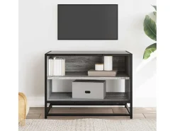 Mueble TV madera ingeniería y metal roble ahumado 61x40x46 cm