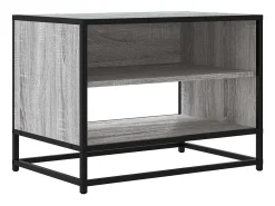 Mueble TV madera ingeniería y metal roble ahumado 61x40x46 cm
