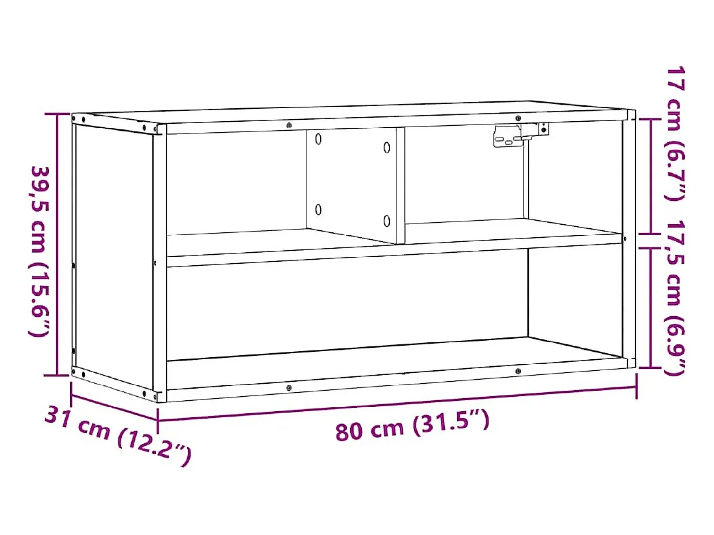 Mueble TV madera ingeniería y metal roble ahumado 80x31x39,5 cm
