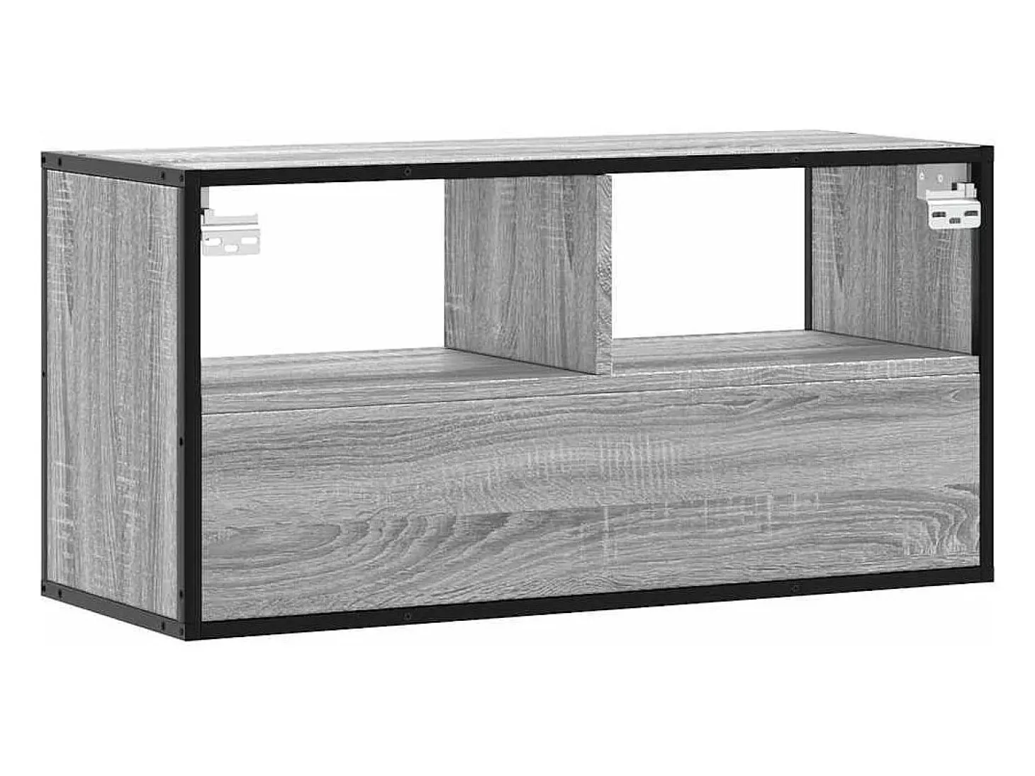 Mueble TV madera ingeniería y metal roble ahumado 80x31x39,5 cm