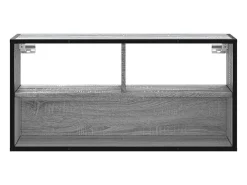 Mueble TV madera ingeniería y metal roble ahumado 80x31x39,5 cm