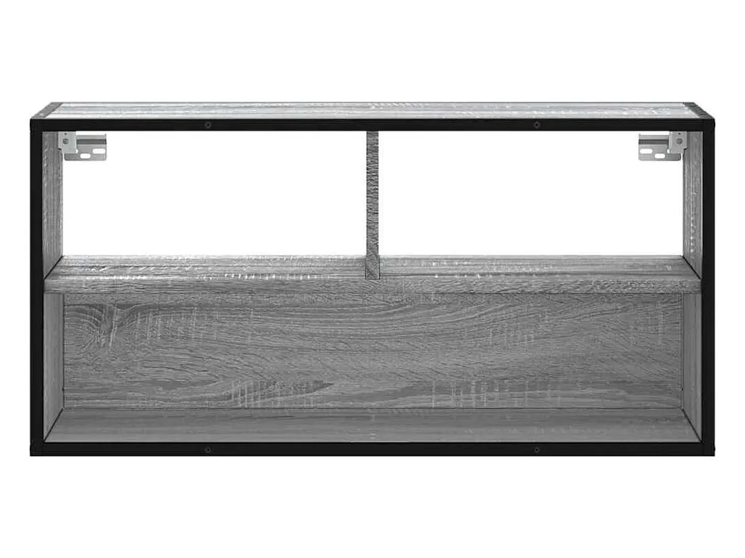 Mueble TV madera ingeniería y metal roble ahumado 80x31x39,5 cm