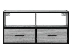 Mueble TV madera ingeniería y metal roble ahumado 80x31x39,5 cm