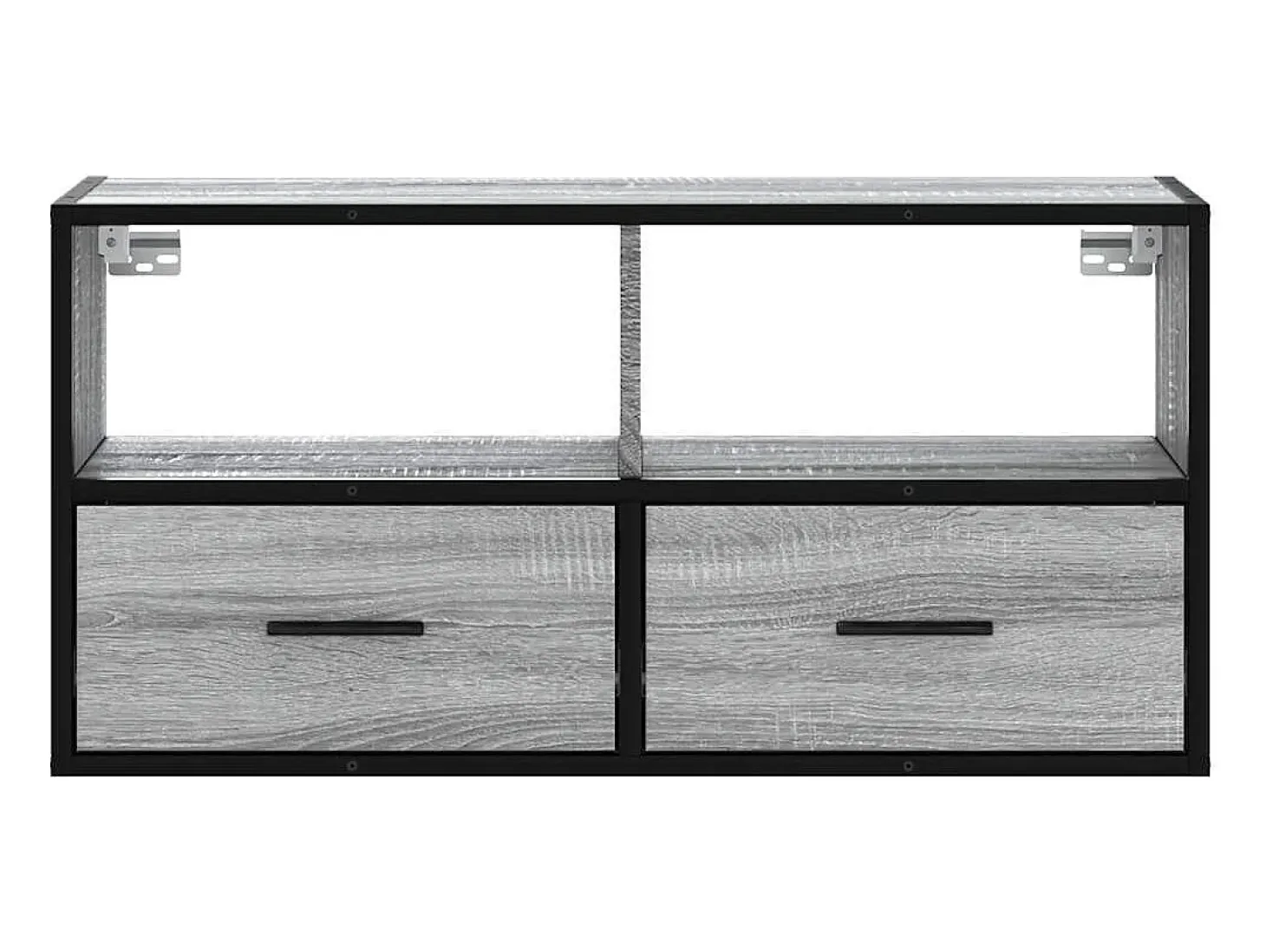 Mueble TV madera ingeniería y metal roble ahumado 80x31x39,5 cm