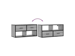 Mueble TV madera ingeniería y metal roble ahumado 80x31x39,5 cm