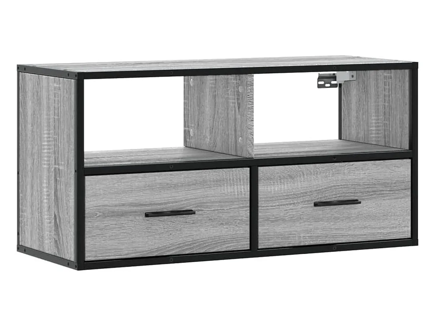 Mueble TV madera ingeniería y metal roble ahumado 80x31x39,5 cm