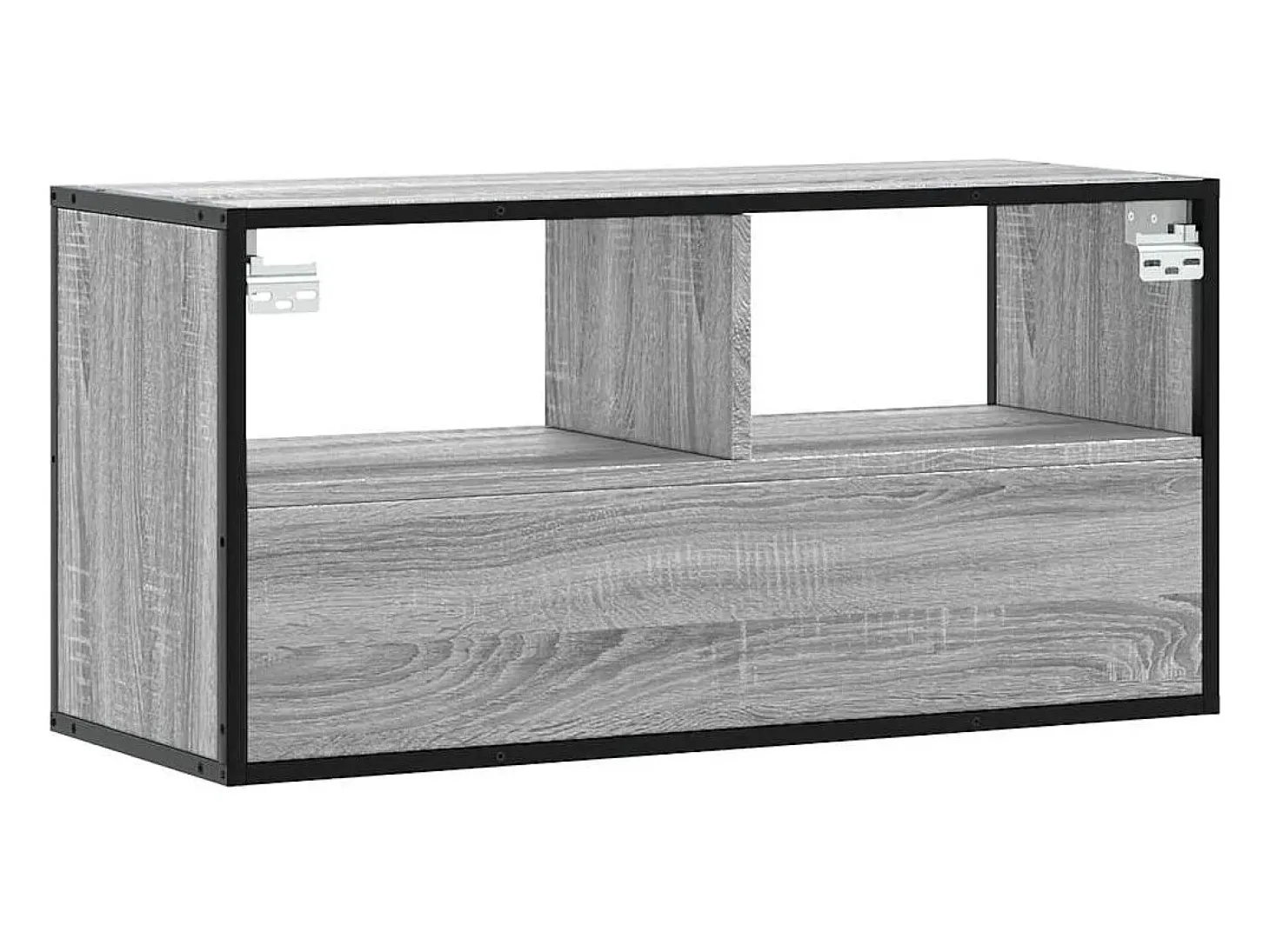 Mueble TV madera ingeniería y metal roble ahumado 80x31x39,5 cm