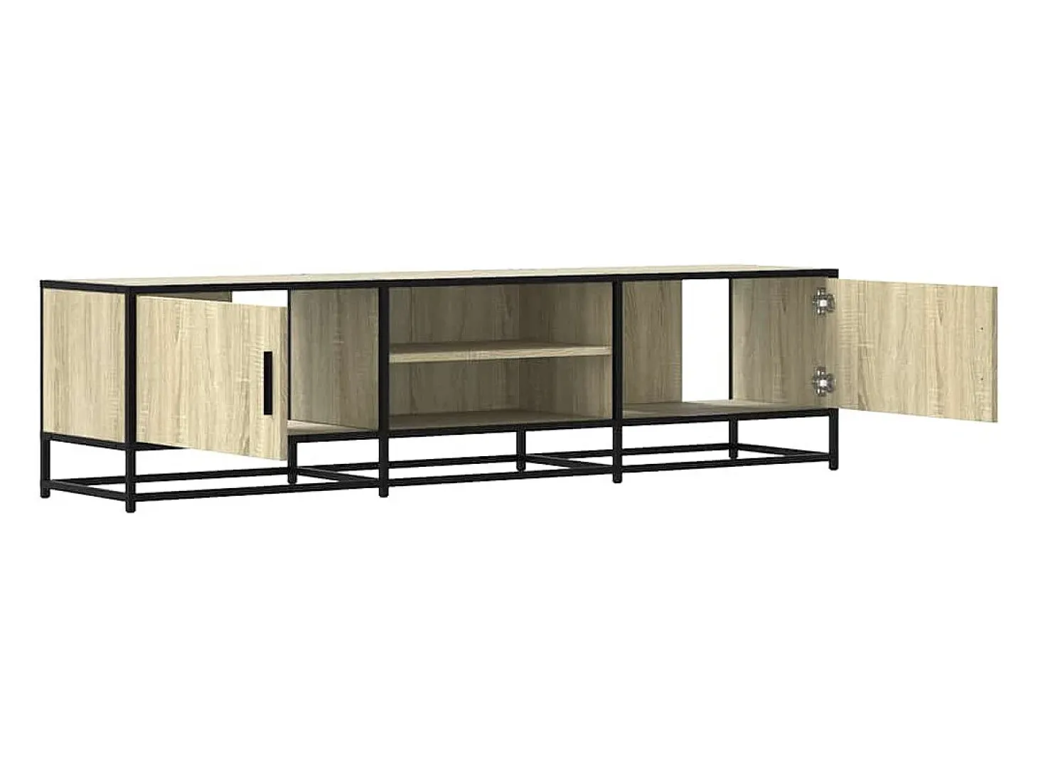Mueble TV metal y madera ingeniería roble Sonoma 160x35x41 cm
