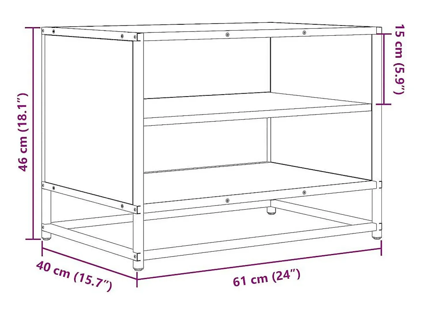 Mueble TV metal y madera ingeniería roble humo 61x40x46 cm