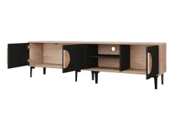 Mueble TV para TV de 80 pulgadas con 3 puertas - Color negro y madera
