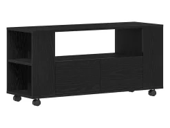 Mueble TV ruedas madera ingeniería roble negro 102x34,5x43cm