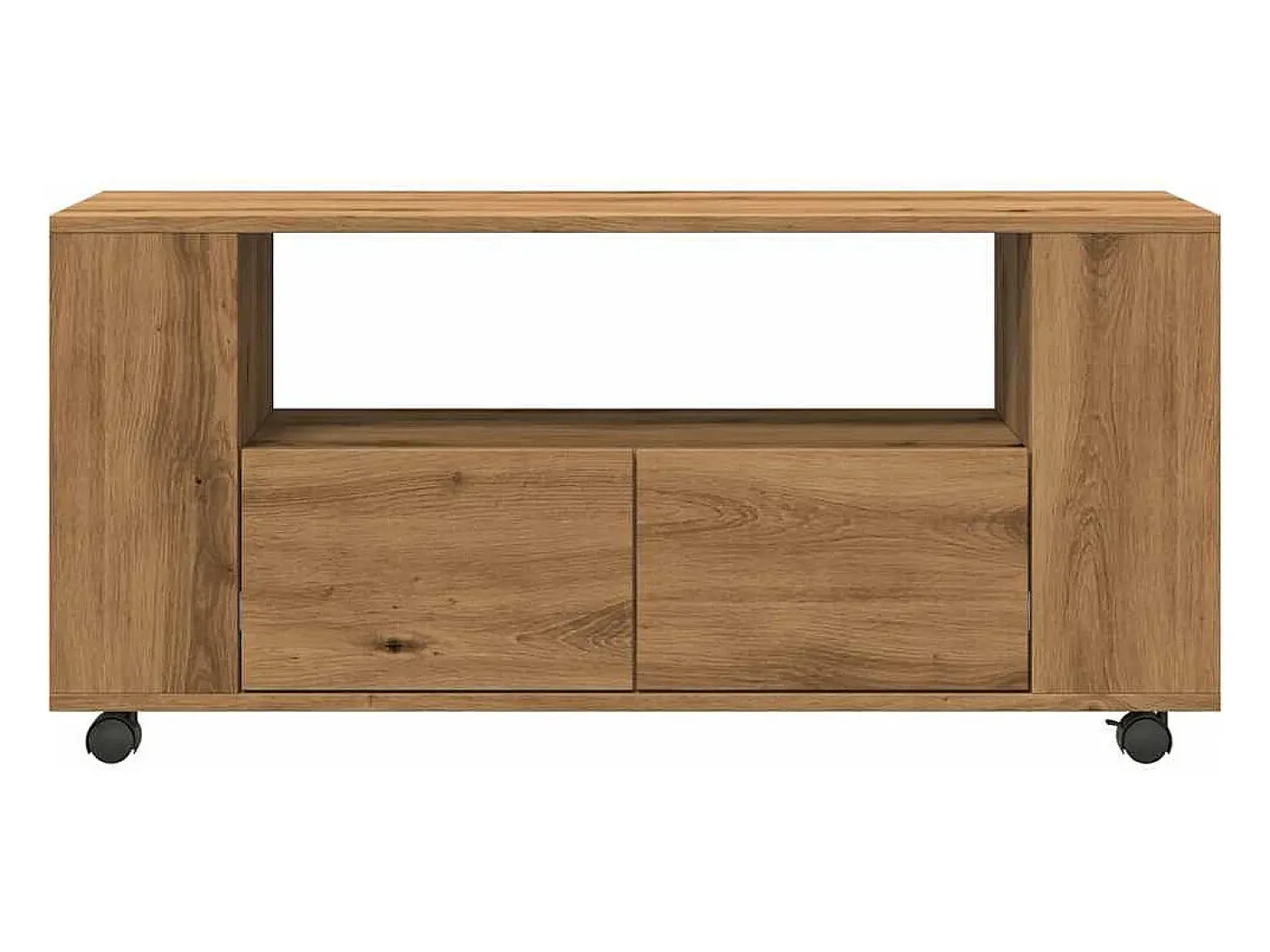 Mueble TV ruedas madera ingeniería roble artisan 102x34,5x43cm