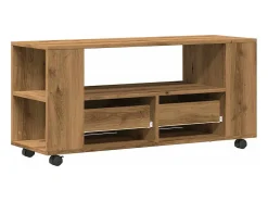 Mueble TV ruedas madera ingeniería roble artisan 102x34,5x43cm