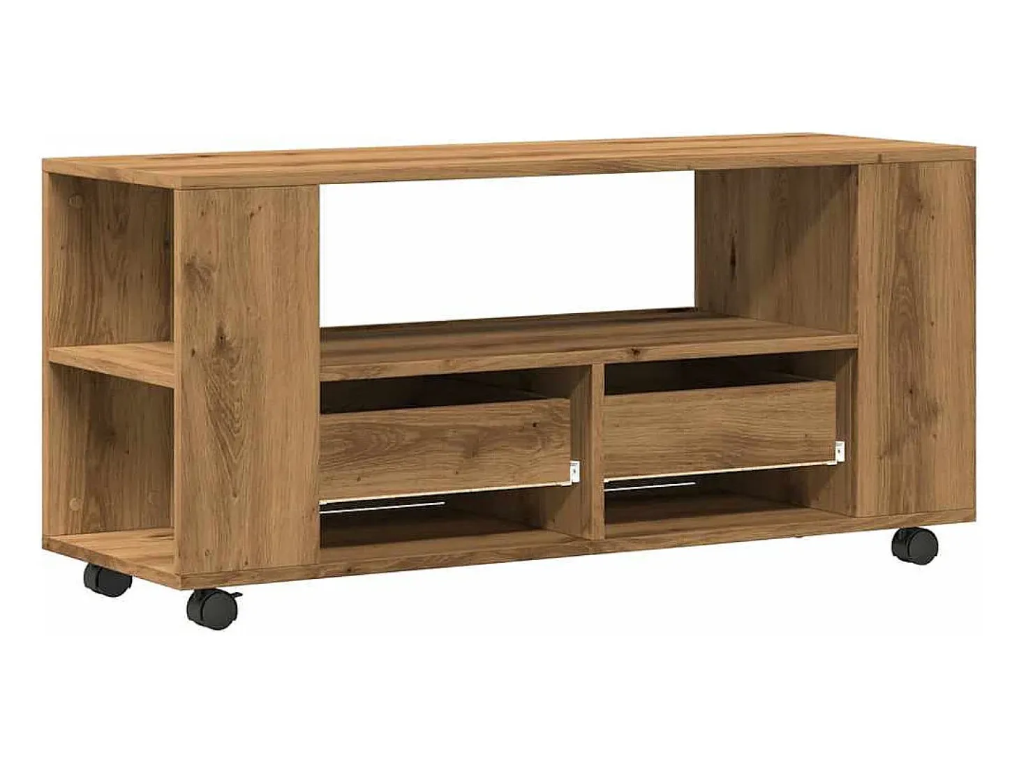 Mueble TV ruedas madera ingeniería roble artisan 102x34,5x43cm