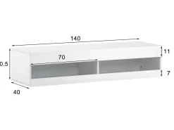 Mueble TV suspendido 140 cm con LED - Blanco