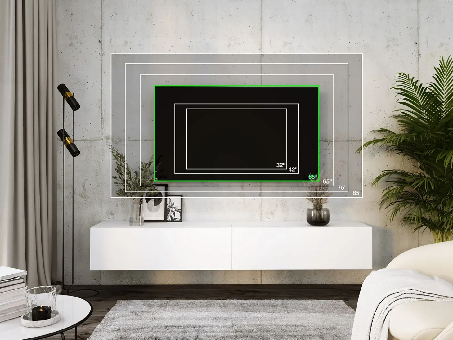 Mueble TV suspendido, (2 x 100) x 34 x 32 cm, blanco mate