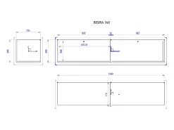 Mueble TV suspendido con efecto - Mármol Blanco Egger / Oro - 140 cm - Bisira