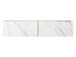 Mueble TV suspendido con efecto - Mármol Blanco Egger / Oro - 140 cm - Bisira