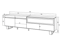 Mueble TV, Televisión, 200x35x57cm, Para TV hasta 80