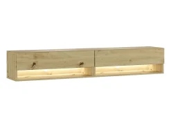 Mueble TV, Televisión, 180x34x30cm, LED, Con almacenamiento, Roble