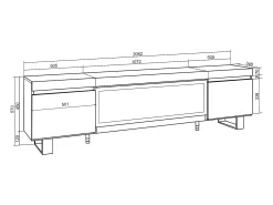 Mueble TV, Televisión, 208x35x57cm, Para TV hasta 80