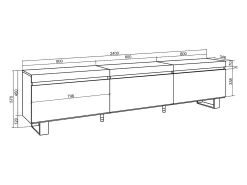 Mueble TV, Televisión, 240x35x57cm, Diseño industrial, Cemento