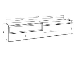 Mueble TV, Televisión, 200x35x45cm, Para TV hasta 80