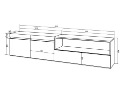 Mueble TV, Televisión, 200x35x45cm, Para TV hasta 80