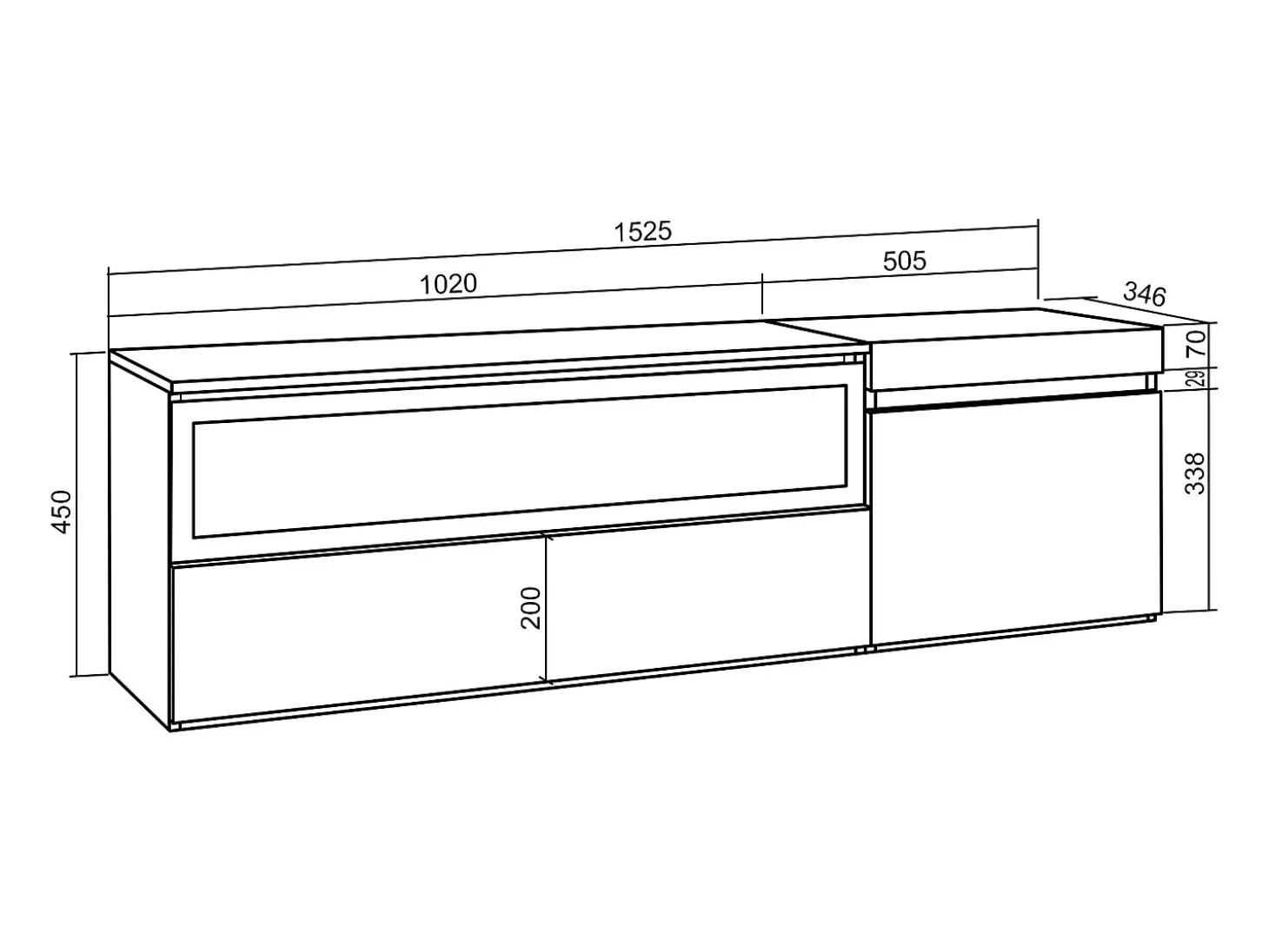 Mueble TV, Televisión, 150x35x45cm, Para TV hasta 65", Chimenea eléctrica, Colgado, Suspendido, Roble y negro