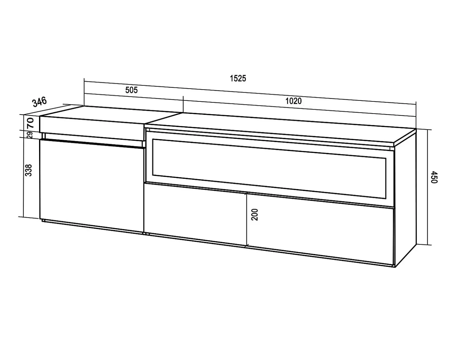 Mueble TV, Televisión, 150x35x45cm, Para TV hasta 65", Chimenea eléctrica, Blanco y negro