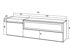 Mueble TV, Televisión, 150x35x45cm, Para TV hasta 65