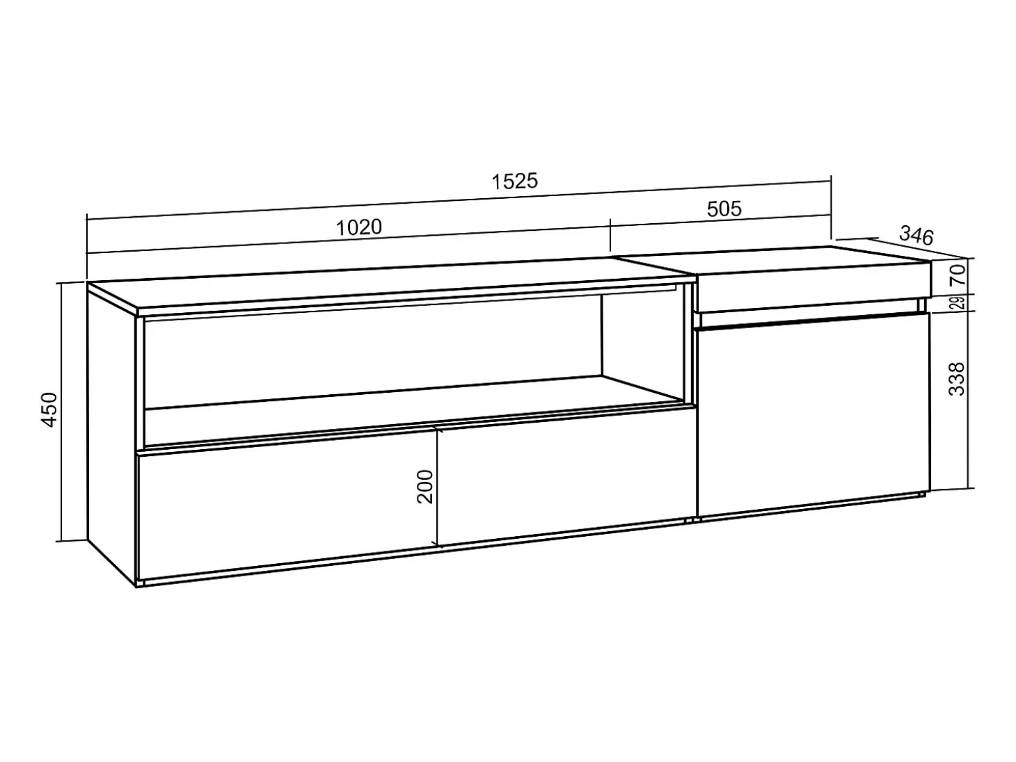 Mueble TV, Televisión, 150x35x45cm, Para TV hasta 65", Colgado, Suspendido, Roble y negro