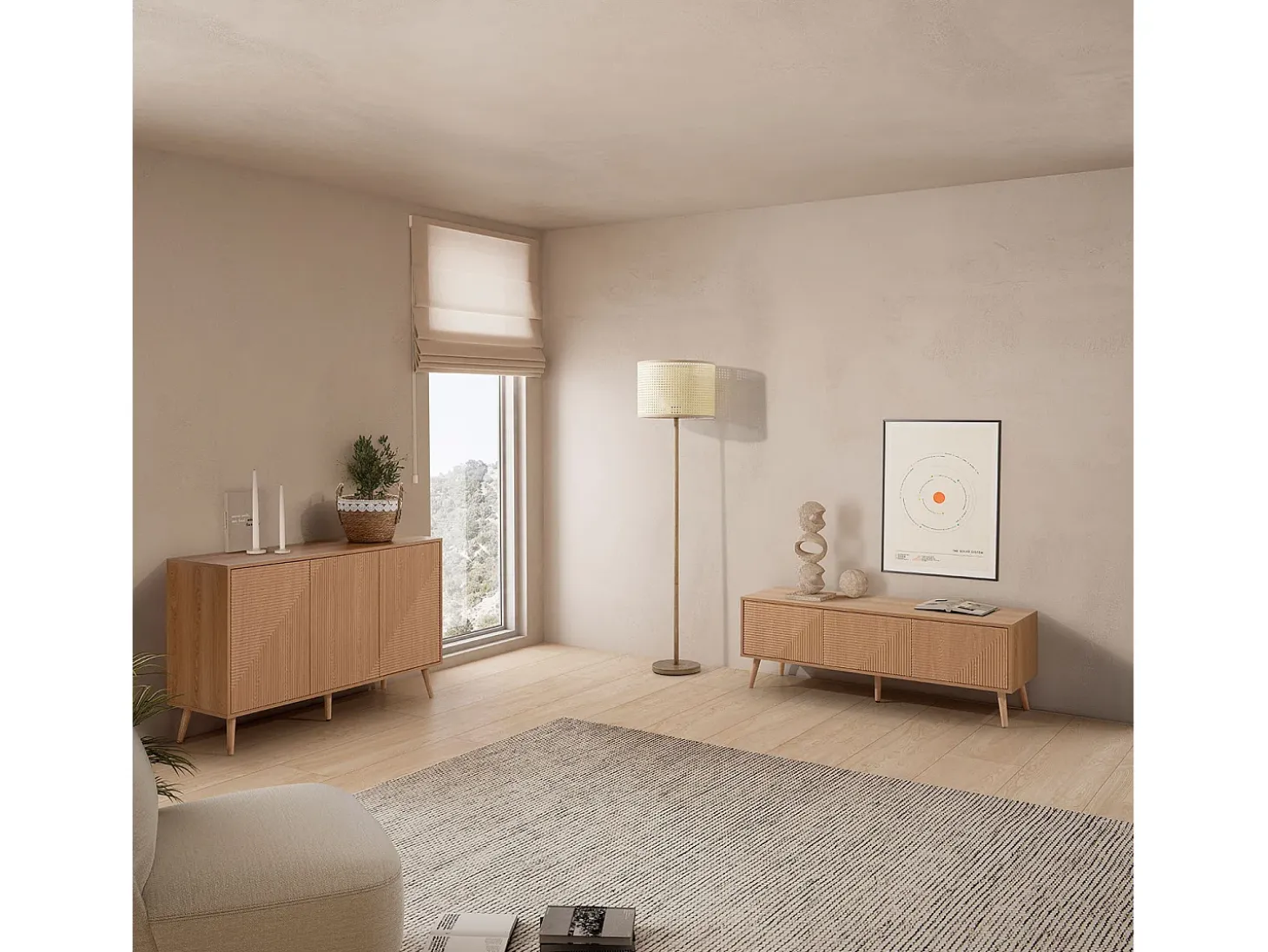 Mueble Tv Telmo 3 puertas color Roble 130 cm