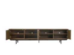 Mueble TV vintage de nogal y metal 200 cm MANNY