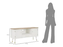 Mueble TV VKH228, Blanco, 117x40x60 cm, Kendra Home