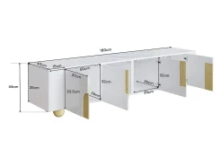 Mueble TV 180x40x44 cm - 4 puertas - MDF+aglomerado - blanco