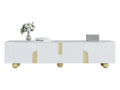 Mueble TV 180x40x44 cm - 4 puertas - MDF+aglomerado - blanco