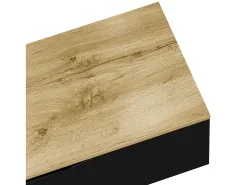 Mueble TV 180x35x30 cm - acabado brillante - con iluminación LED de 16 colores - montaje en pared - negro + natural