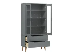 Mueble vitrina MOLDE madera maciza de pino gris 90x35x175 cm
